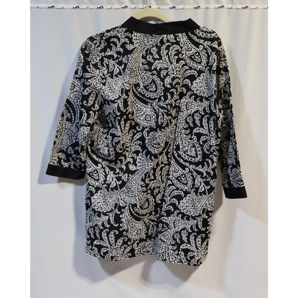 Covington NWT Black and White Paisley Print Sheer Tunic Top Size XL - Picture 2 of 4